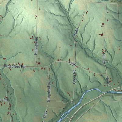 Second close-up of the map of Hayfield, Pennsylvania print showing more streets and buildings