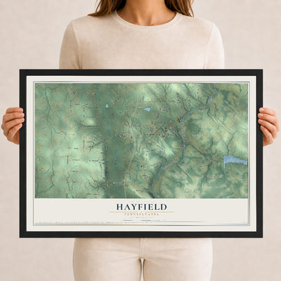 Map of Hayfield, Pennsylvania, 12 x 18 inch print in a black wood frame