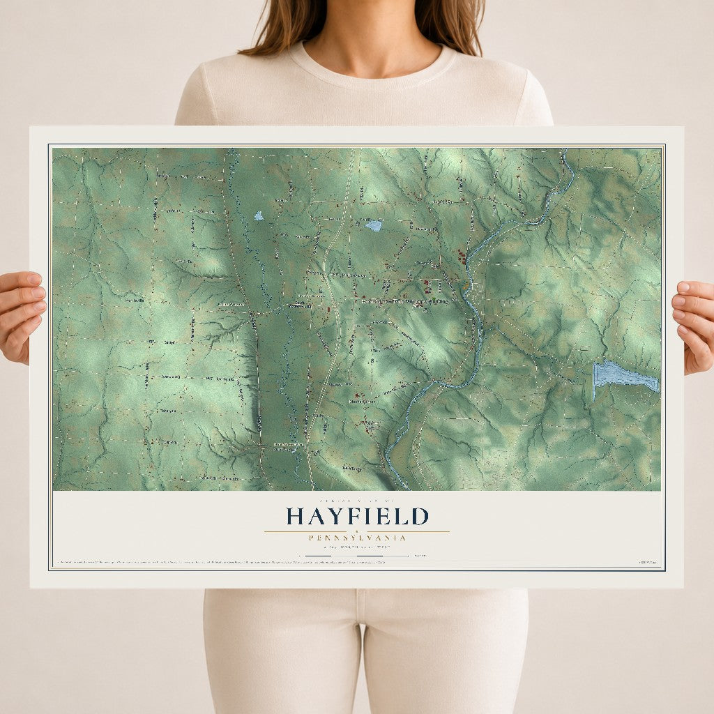 Map of Hayfield, Pennsylvania, 18 x 24 inch unframed archival matte print