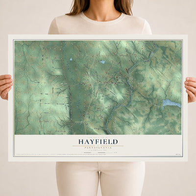 Map of Hayfield, Pennsylvania, 18 x 24 inch unframed archival matte print