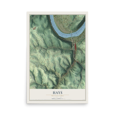 Map of Hays, Pennsylvania, 12 x 18 inch unframed archival matte print