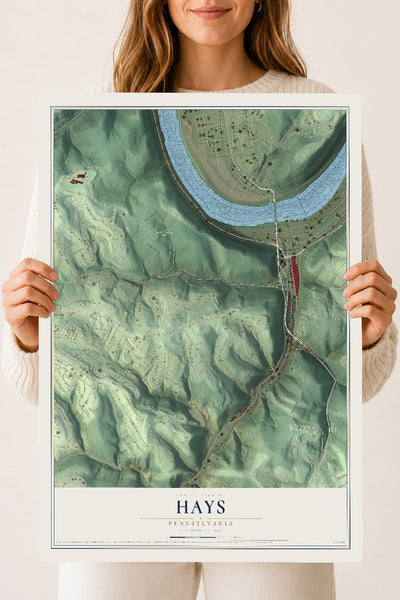 Map of Hays, Pennsylvania, 18 x 24 inch unframed archival matte print