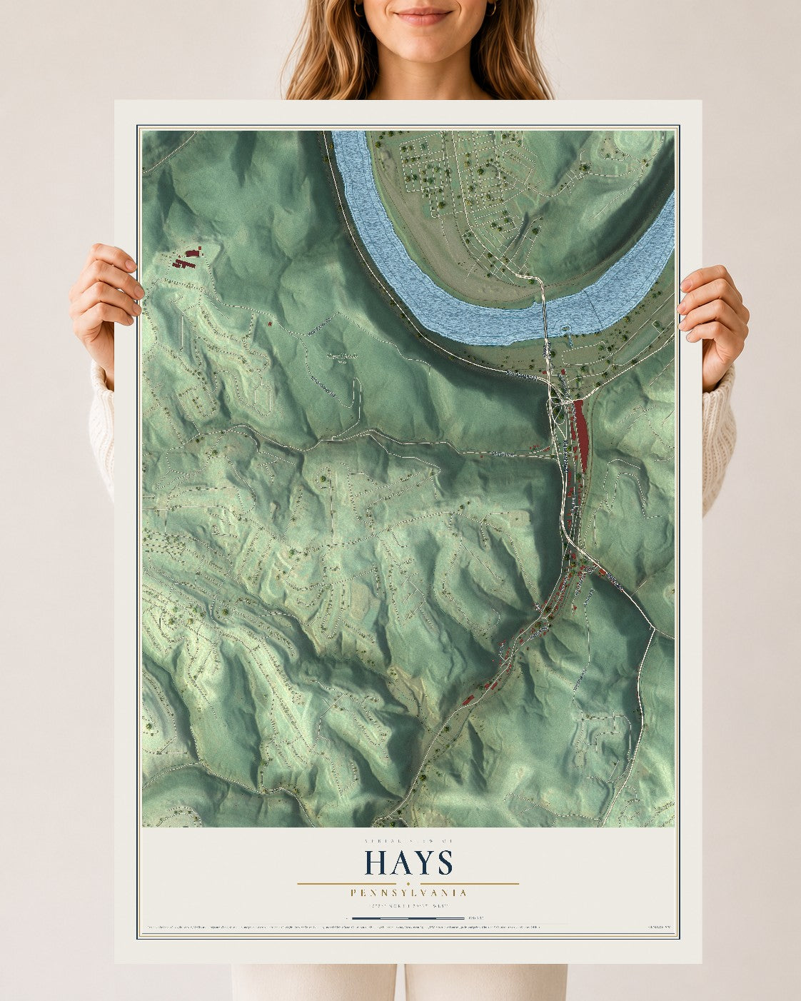 Map of Hays, Pennsylvania, 24 x 36 inch unframed archival matte print