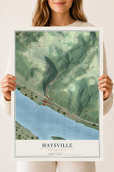 Map of Haysville, Pennsylvania, 18 x 24 inch unframed archival matte print