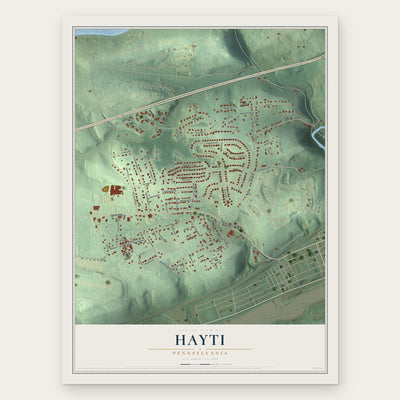 Hayti, Pennsylvania map print, the full design