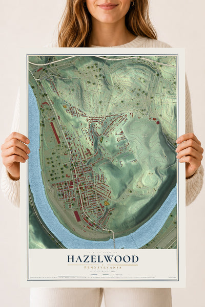 Map of Hazelwood, Pennsylvania, 18 x 24 inch unframed archival matte print
