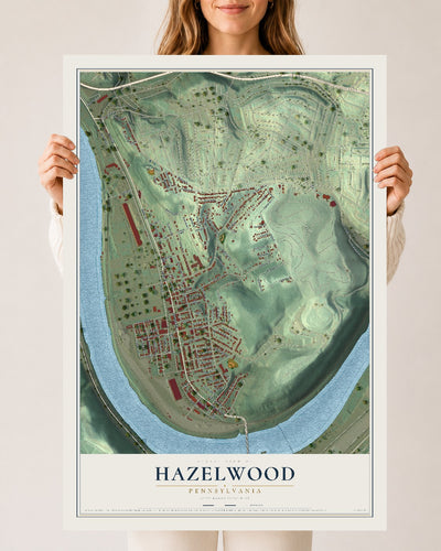 Map of Hazelwood, Pennsylvania, 24 x 36 inch unframed archival matte print