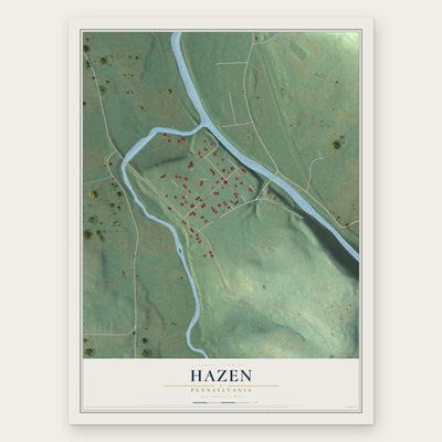 Hazen, Pennsylvania map print, the full design