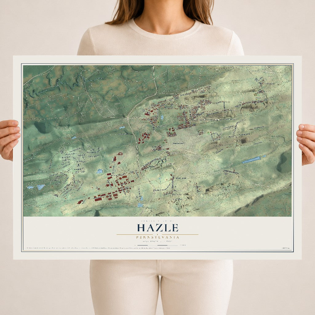 Map of Hazle, Pennsylvania, 18 x 24 inch unframed archival matte print