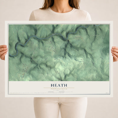 Map of Heath, Pennsylvania, 18 x 24 inch unframed archival matte print