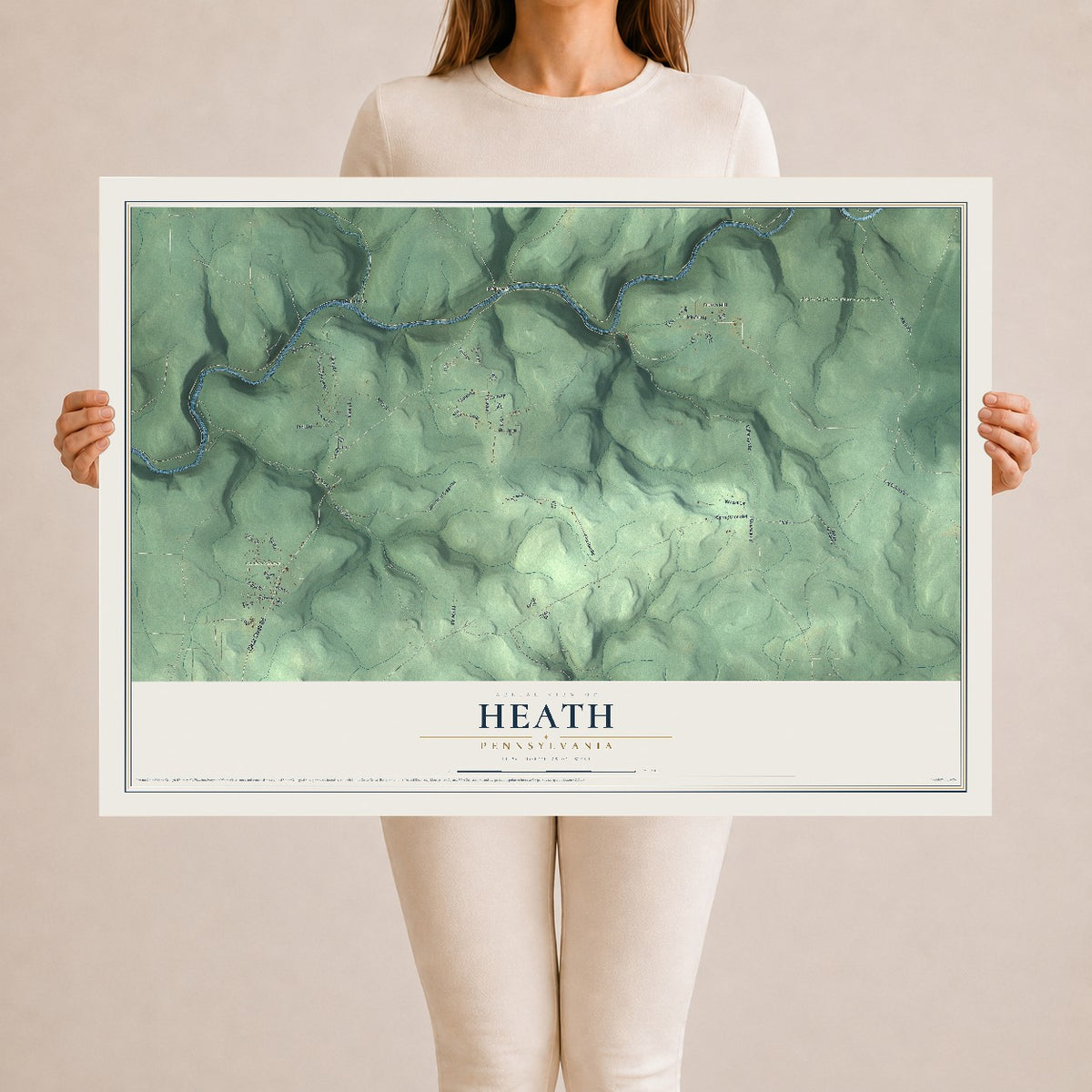 Map of Heath, Pennsylvania, 24 x 36 inch unframed archival matte print