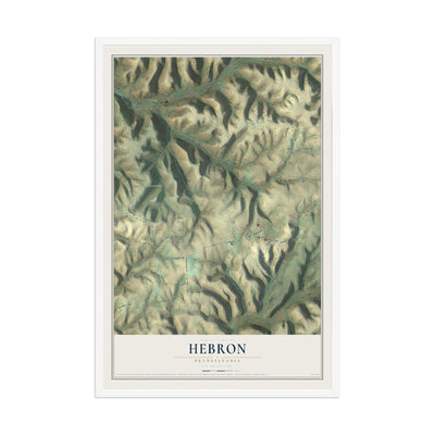 Map of Hebron, Pennsylvania, 12 x 18 inch print in a white wood frame
