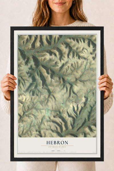 Map of Hebron, Pennsylvania, 18 x 24 inch print in a black wood frame