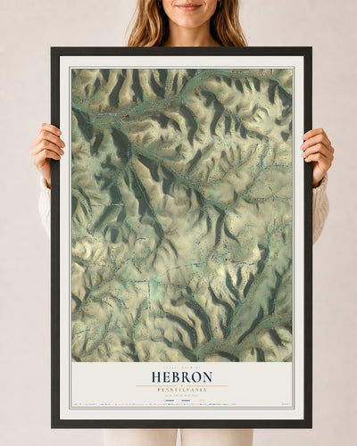 Map of Hebron, Pennsylvania, 24 x 36 inch print in a black wood frame
