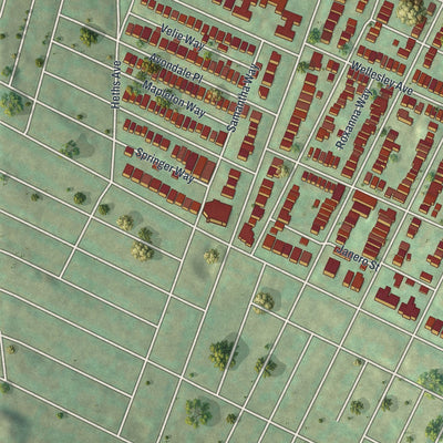 Second close-up of the map of Highland Park, Pennsylvania print showing more streets and buildings