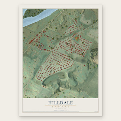 Hilldale, Pennsylvania map print, the full design