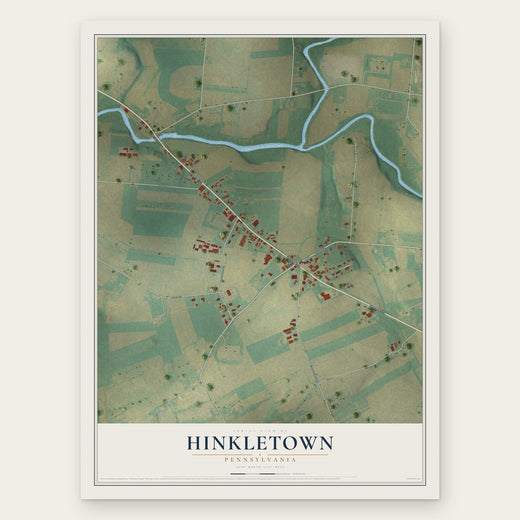 Hinkletown, Pennsylvania map print, the full design