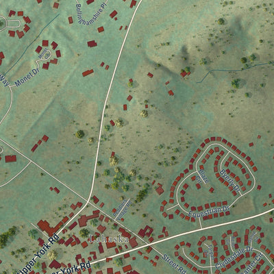 Close-up of the map of Holicong, Pennsylvania print showing street and building detail