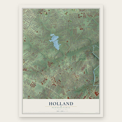Holland, Pennsylvania map print, the full design