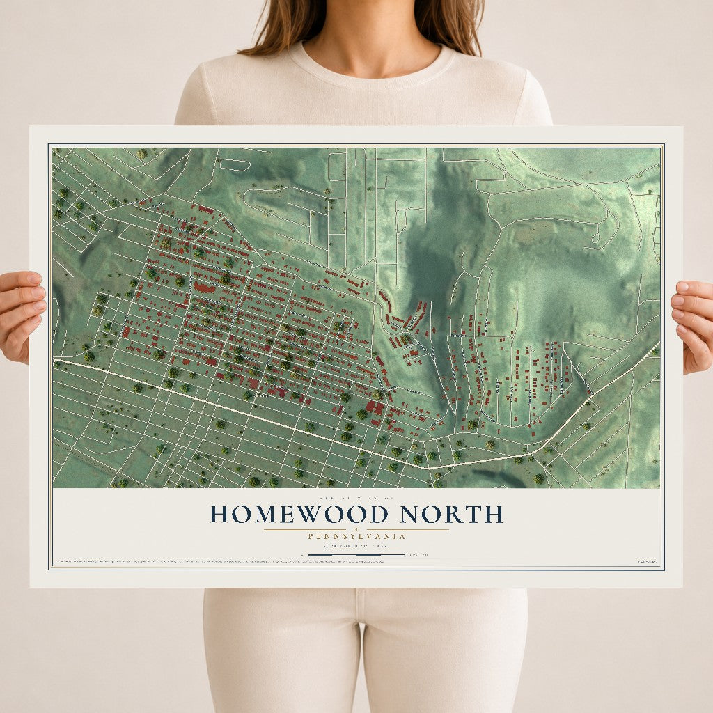 Map of Homewood North, Pennsylvania, 18 x 24 inch unframed archival matte print