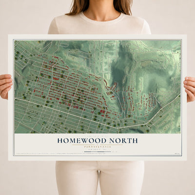 Map of Homewood North, Pennsylvania, 18 x 24 inch unframed archival matte print