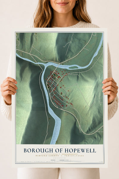 Map of the Borough of Hopewell, Bedford County, Pennsylvania, 18 x 24 inch unframed archival matte print