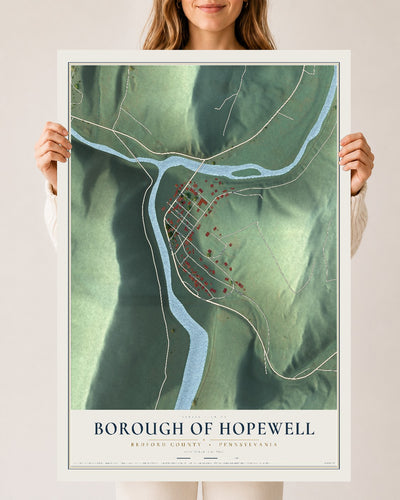 Map of the Borough of Hopewell, Bedford County, Pennsylvania, 24 x 36 inch unframed archival matte print