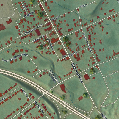 Close-up of the map of Hopwood, Pennsylvania print showing street and building detail