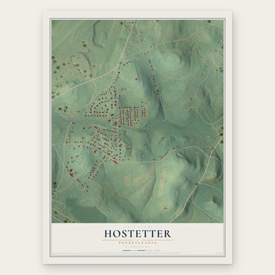 Hostetter, Pennsylvania map print, the full design