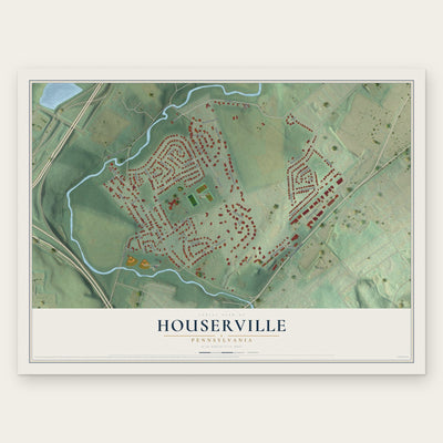Houserville, Pennsylvania map print, the full design