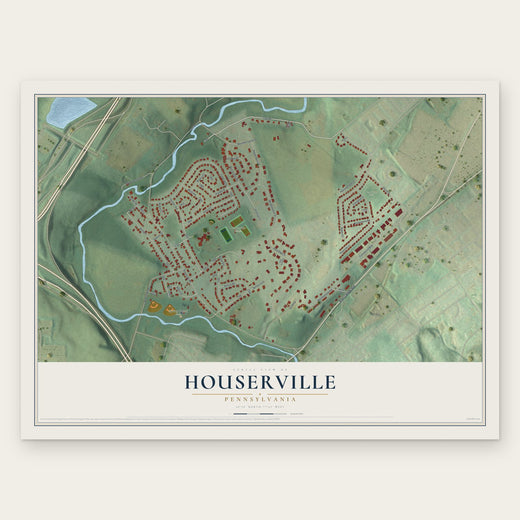 Houserville, Pennsylvania map print, the full design