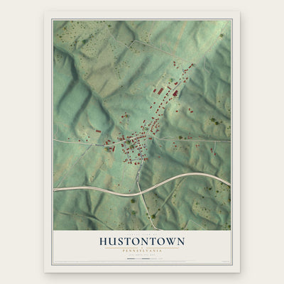 Hustontown, Pennsylvania map print, the full design