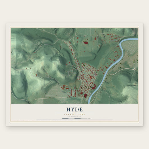 Hyde, Pennsylvania map print, the full design