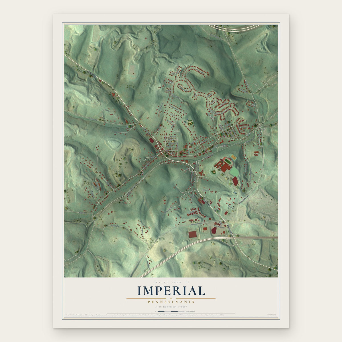 Imperial, Pennsylvania map print, the full design