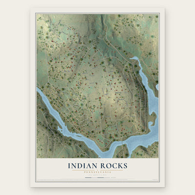 Indian Rocks, Pennsylvania map print, the full design