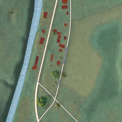 Close-up of the map of Iola, Pennsylvania print showing street and building detail