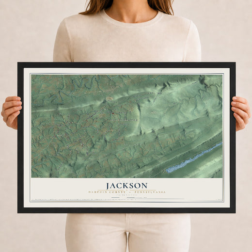 Map of Jackson, Dauphin County, Pennsylvania, 12 x 18 inch print in a black wood frame