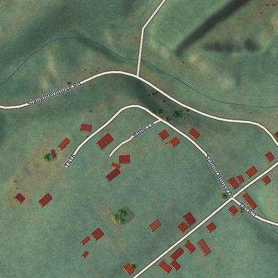 Close-up of the map of Jacksonville, Pennsylvania print showing street and building detail