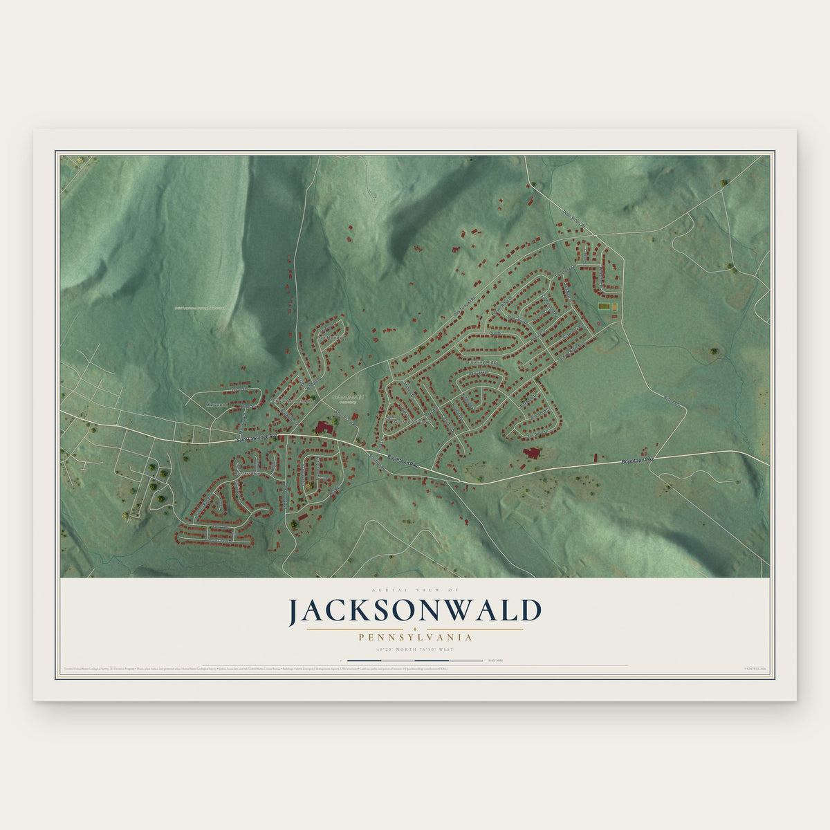 Jacksonwald, Pennsylvania map print, the full design