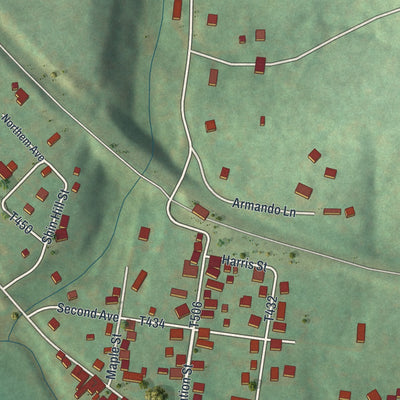 Close-up of the map of Joffre, Pennsylvania print showing street and building detail