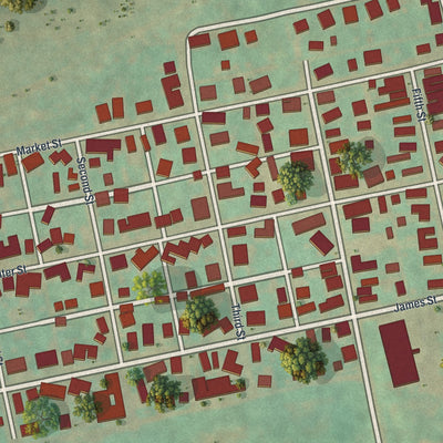 Close-up of the map of Kelayres, Pennsylvania print showing street and building detail