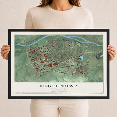 Map of King of Prussia, Pennsylvania, 12 x 18 inch print in a black wood frame