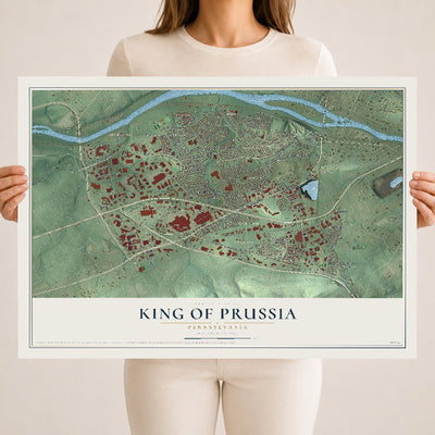 Map of King of Prussia, Pennsylvania, 18 x 24 inch unframed archival matte print