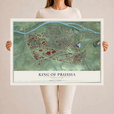 Map of King of Prussia, Pennsylvania, 24 x 36 inch unframed archival matte print