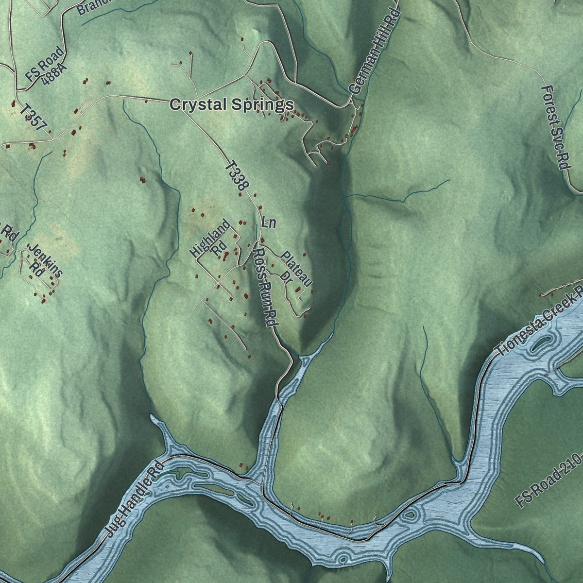 Close-up of the map of Kingsley, Pennsylvania print showing street and building detail