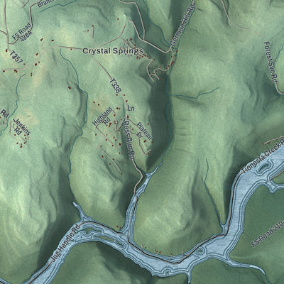 Close-up of the map of Kingsley, Pennsylvania print showing street and building detail