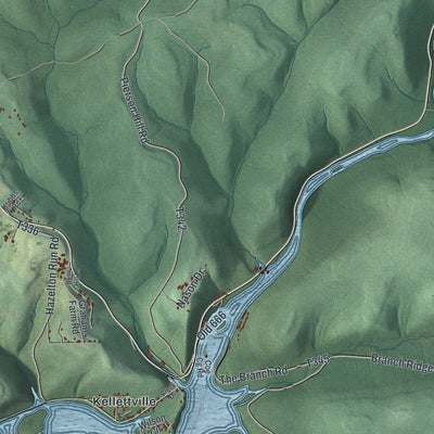Second close-up of the map of Kingsley, Pennsylvania print showing more streets and buildings