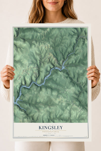 Map of Kingsley, Pennsylvania, 18 x 24 inch unframed archival matte print