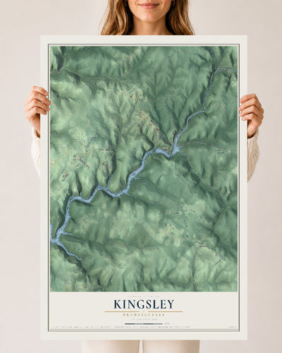 Map of Kingsley, Pennsylvania, 24 x 36 inch unframed archival matte print