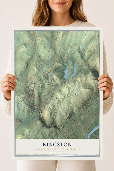 Map of Kingston, Luzerne County, Pennsylvania, 18 x 24 inch unframed archival matte print